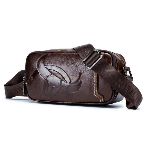 New Arrival Men's Boy's Coffee Black Bull Leather Fanny Waist Sling Bag Backpack New Arrival Men's Boy's Coffee Black Bull Leather Fanny Waist Sling Bag Backpack
